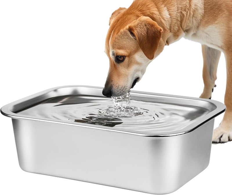 Ohtomber Stainless Steel Dog Bowl - 2.65 Gallons Metal Large Pet Dog Water & Food Bowl, Outdoor Feeder Water Trough Dish Plate for Cat, Big, Extra Large Breed - Image 1
